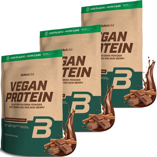 Odżywka białkowa BIOTECH Vegan Protein Czekoladowo-cynamonowy 3 x 500 g Bez cukru