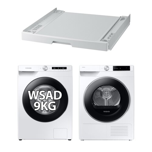 Pralka SAMSUNG WW90T504DAWC AI Control EcoBubble 9kg 1400 obr + Suszarka SAMSUNG AI DV90DG6845LEU4 z pompą ciepła + Łącznik SAMSUNG SKK-UDW