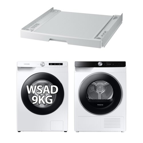 Pralka SAMSUNG WW90T504DAWC AI Control EcoBubble 9kg 1400 obr + Suszarka SAMSUNG AI DV90DG6845LKU4 z pompą ciepła + Łącznik SAMSUNG SKK-UDW