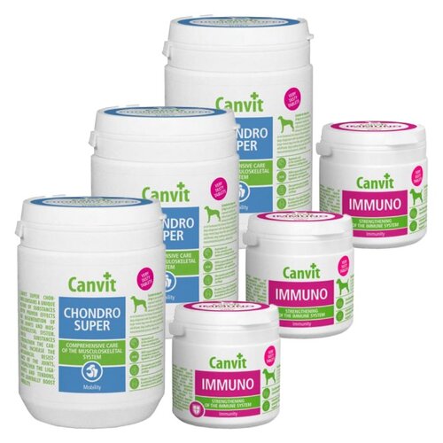 Suplement dla psa CANVIT Chondro Super 3 x 230 g + Immuno 3 x 100 g