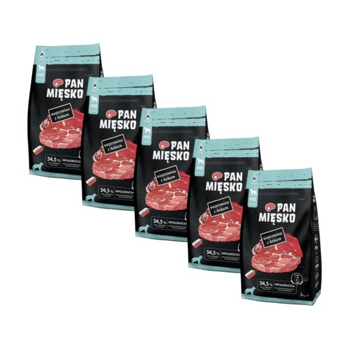 Karma dla psa PAN MIĘSKO Wieprzowina z dzikiem M 5 x 3 kg