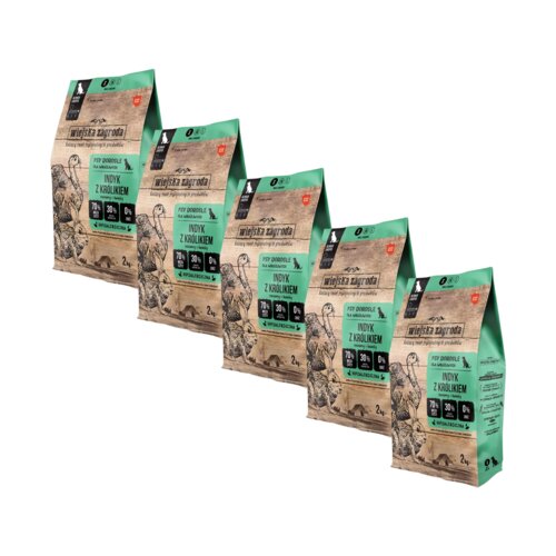 Karma dla psa WIEJSKA ZAGRODA Indyk z królikiem S 5 x 2 kg