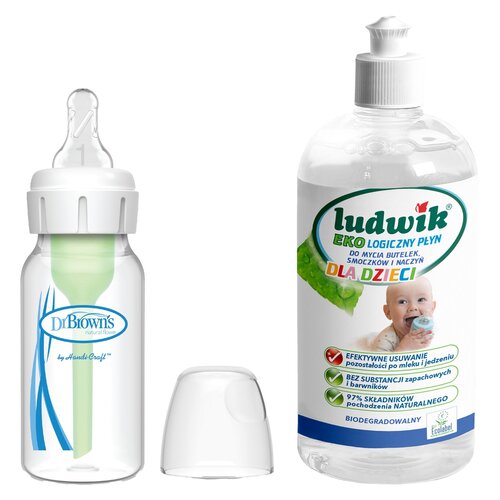 Butelka DR BROWNS Options+ 120 ml + Płyn do mycia butelek i smoczków LUDWIK CG1010102ZEKL0121 475 ml