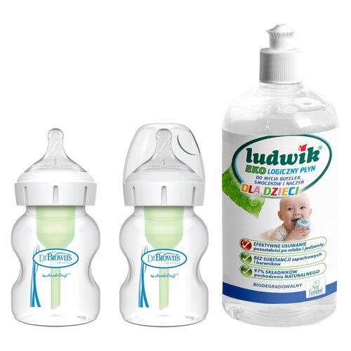 Butelka DR BROWNS Options+ 150 ml (2 szt.) + Płyn do mycia butelek i smoczków LUDWIK CG1010102ZEKL0121 475 ml