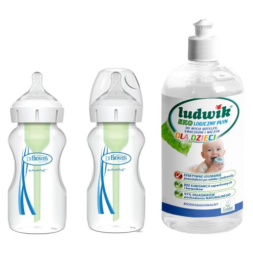 Butelka DR BROWNS Options+ 270 ml (2 szt.) + Płyn do mycia butelek i smoczków LUDWIK CG1010102ZEKL0121 475 ml