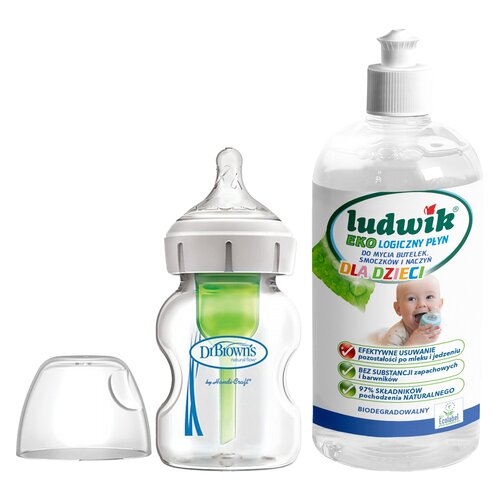 Butelka DR BROWNS Options+ 150 ml + Płyn do mycia butelek i smoczków LUDWIK CG1010102ZEKL0121 475 ml