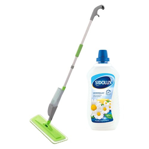Mop płaski YORK Spray&Collect 081460 + Płyn do mycia podłóg SIDOLUX Mydło Marsylskie 1000 ml