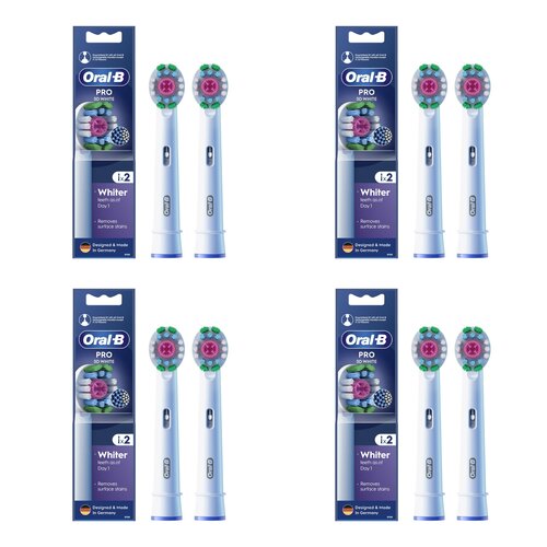 Oryginalna końcówka szczoteczki ORAL-B PRO 3D White (8 szt.) (Unikalna nakładka polerująca)