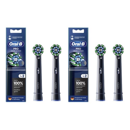 Oryginalna końcówka szczoteczki ORAL-B Pro Cross Action Czarny (4 szt.) (Włókna w kształcie litery X usuwają więcej płytki)