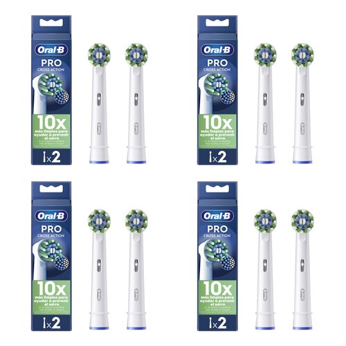 Oryginalna końcówka szczoteczki ORAL-B Pro Cross Action Biały (8 szt.) (Włókna w kształcie litery X usuwają więcej płytki)