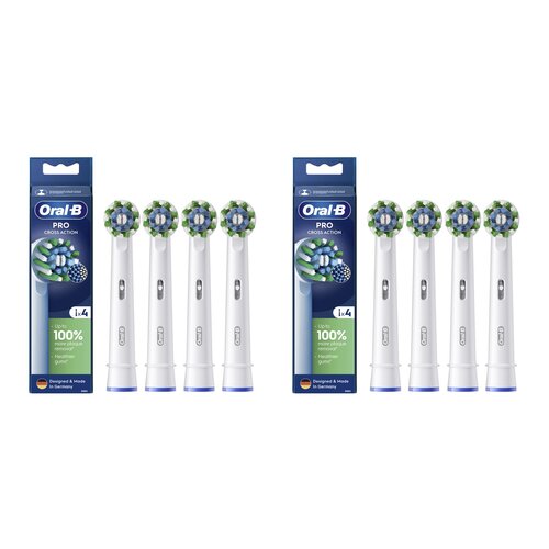 Oryginalna końcówka szczoteczki ORAL-B Pro Cross Action Biały (8 szt.) (Włókna w kształcie litery X usuwają więcej płytki)