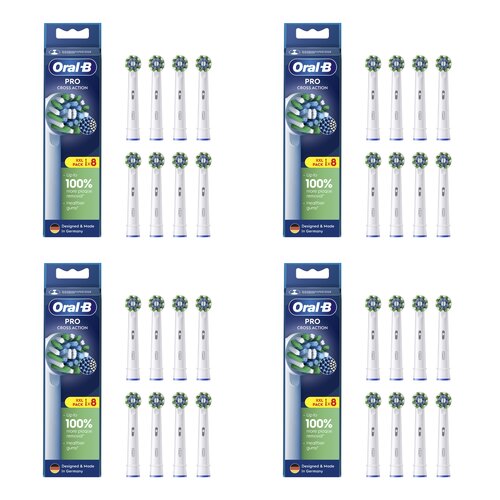 Oryginalna końcówka szczoteczki ORAL-B Pro Cross Action Biały (32 szt.) (Włókna w kształcie litery X usuwają więcej płytki)