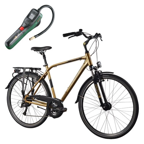 Rower trekkingowy INDIANA X-Road 3.0 M23 28 cali Apse męski Brązowo-czarny + Pompka rowerowa BOSCH EasyPump 0603947000