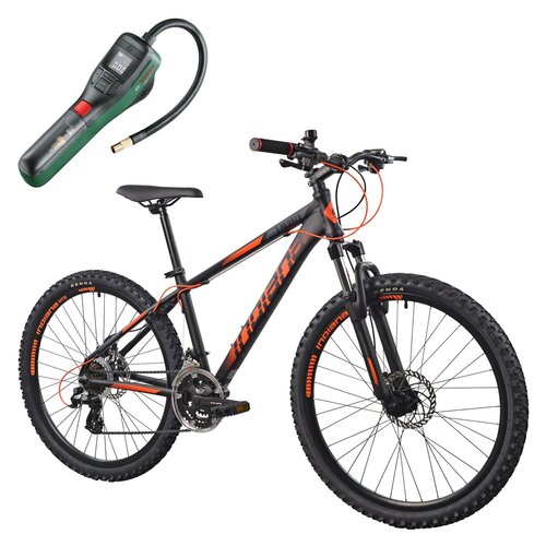 Rower górski MTB INDIANA X-Pulser 2.6 M19 26 cali męski Czarno-pomarańczowy + Pompka rowerowa BOSCH EasyPump 0603947000
