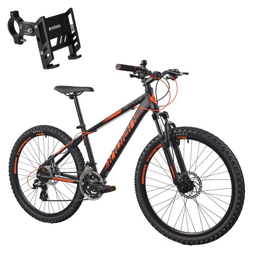Rower górski MTB INDIANA X-Pulser 2.6 M19 24 cale męski Czarno-pomarańczowy + Uchwyt na telefon do roweru VÖGEL VUC601