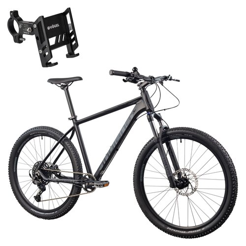 Rower górski MTB INDIANA X-Pulser 6.7 M21 27.5 cala męski Czarno-grafitowy + Uchwyt na telefon do roweru VÖGEL VUC601