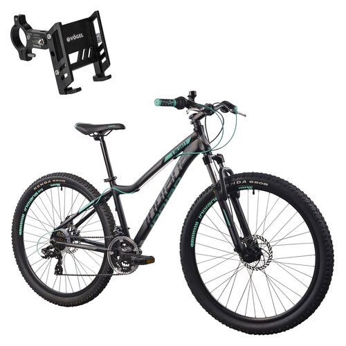 Rower górski MTB INDIANA X-Pulser 2.7 D19 27.5 cala damski Czarno-miętowy + Uchwyt na telefon do roweru VÖGEL VUC601