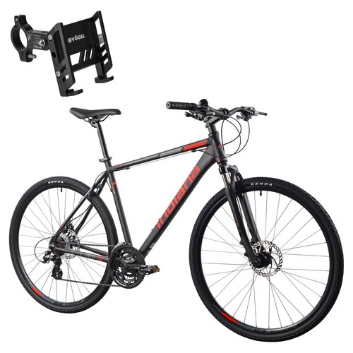Rower crossowy INDIANA X-Cross 2.0 M21 męski 2024  Czarno-czerwony + Uchwyt na telefon do roweru VÖGEL VUC601