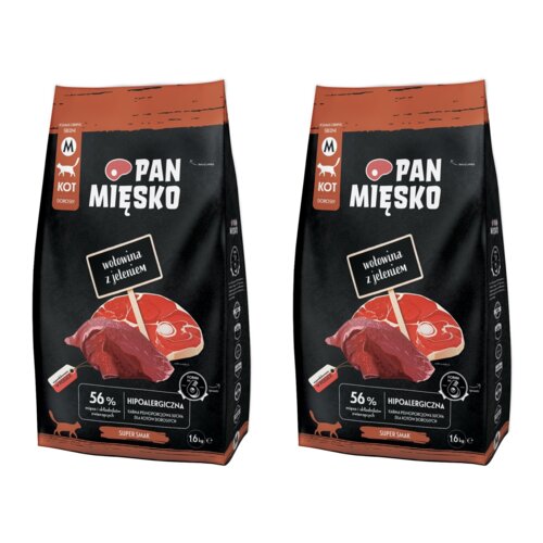 Karma dla kota PAN MIĘSKO Wołowina z jeleniem 2 x 1.6 kg