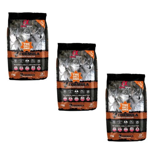 Karma dla psa półwilgotna ALPHA SPIRIT 7 Days Formula Wieprzowina z kurczakiem i rybą 3 x 3 kg