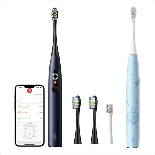 Szczoteczka soniczna OCLEAN X Pro Digital Granatowy + Szczoteczka soniczna OCLEAN Kids C01000362 Niebieski