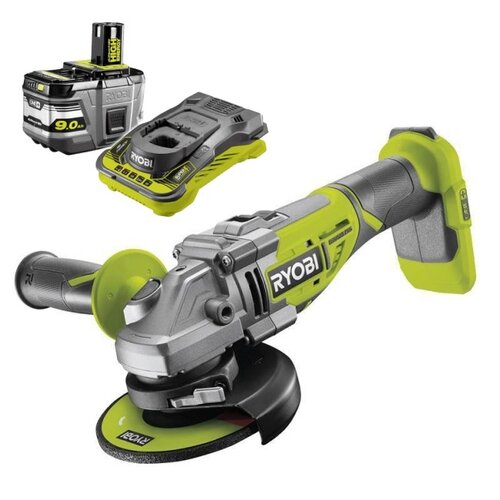 Szlifierka kątowa RYOBI R18AG7-0 + Akumulator RYOBI RC18150-190 9.0Ah 18V + Ładowarka