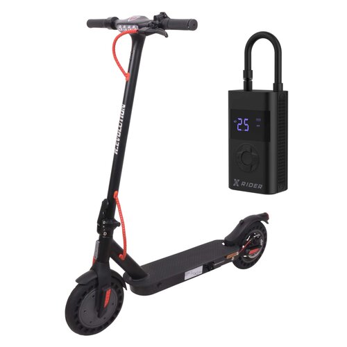 Hulajnoga elektryczna R.EVOLUTION R-EV42112 20km 350W Amortyzacja 10" Czarny + Pompka rowerowa XRIDER z funkcją powerbank XR00AP01