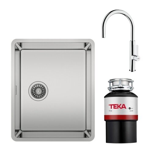 Zlewozmywak TEKA Be Linea RS15 50.40 + Bateria TEKA ARK 938 TG Carbon + Młynek do rozdrabniania odpadów TEKA TR 550