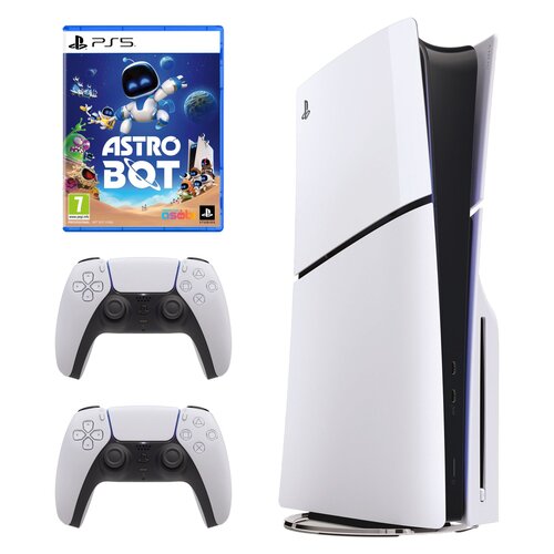 Konsola SONY PlayStation 5 Slim + 2 Kontrolery SONY DualSense Biały + Astro Bot Gra PS5