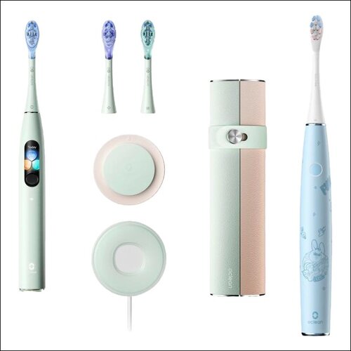 Szczoteczka soniczna OCLEAN X Ultra Miętowy + Szczoteczka soniczna OCLEAN Kids C01000362 Niebieski