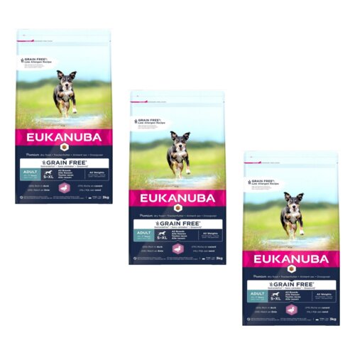 Karma dla psa EUKANUBA Grain Free Kaczka 3 x 3 kg