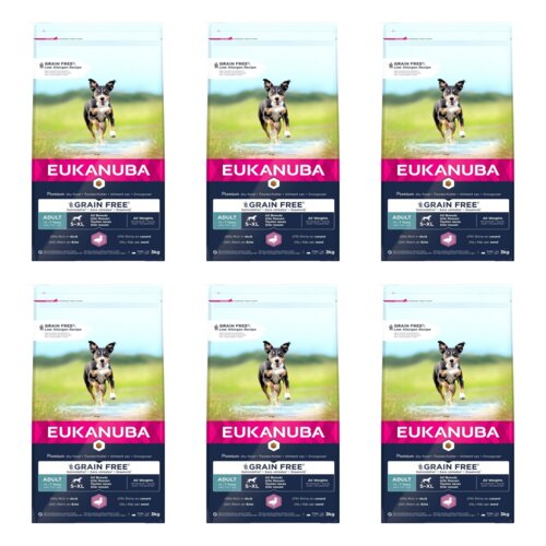 Karma dla psa EUKANUBA Grain Free Kaczka 6 x 3 kg