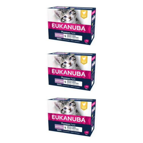 Karma dla kota EUKANUBA Kitten Grain Free Mono Protein Kurczak (36 x 85 g)