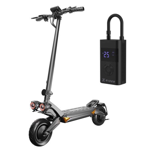 Hulajnoga elektryczna RUPTOR R6 V3 75km 2x800W Amortyzacja 10" Czarny + Pompka rowerowa XRIDER z funkcją powerbank XR00AP01