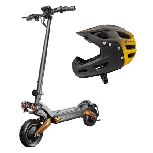 Hulajnoga elektryczna RUPTOR R6 V3 Miedziany kierunkowskazy + Kask rowerowy XRIDER XR00FH01 Czarno-żółty MTB (rozmiar L)