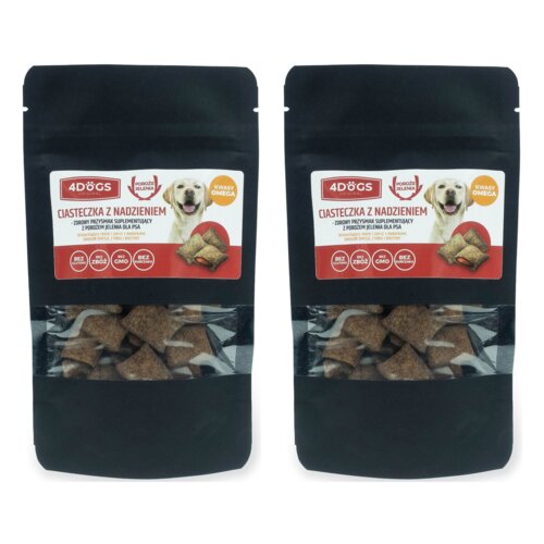 Przysmak dla psa 4DOGS Nadziewane ciasteczka dla psa na skórę i sierść 2 x 60 g