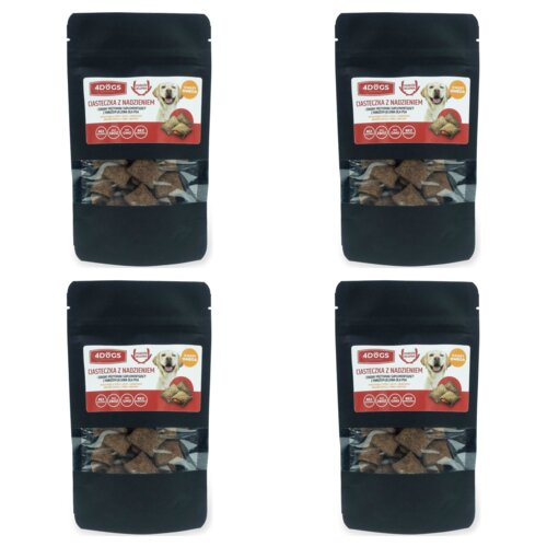 Przysmak dla psa 4DOGS Nadziewane ciasteczka dla psa na skórę i sierść 4 x 60 g