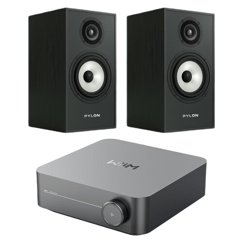 Wzmacniacz WIIM Amp Szary + Kolumny głośnikowe PYLON AUDIO Pearl Monitor Czarny jesion (2 szt.)