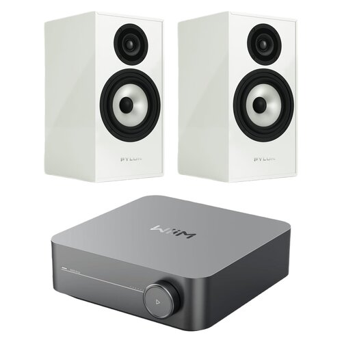 Wzmacniacz WIIM Amp Szary + Kolumny głośnikowe PYLON AUDIO Pearl Monitor Biały połysk (2 szt.)