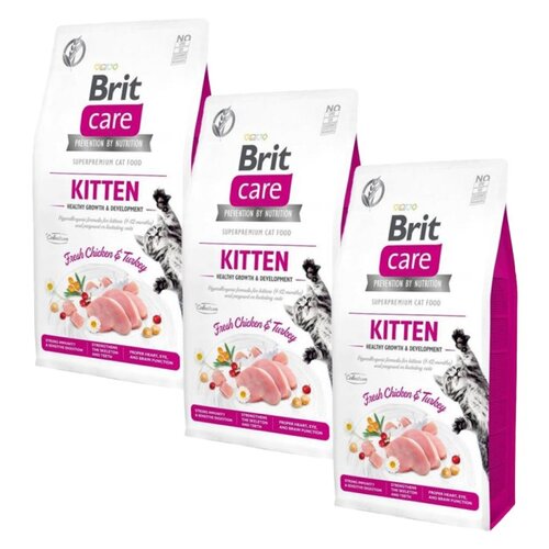 Karma dla kota BRIT Care Grain-Free Kitten Indyk i Kurczak 3 x 2 kg