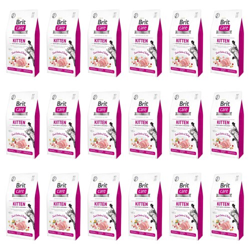 Karma dla kota BRIT CARE Grain Free Kitten Indyk i Kurczak 18 x 2 kg