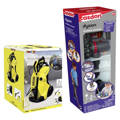 Zabawka myjka ciśnieniowa SMOBY Kärcher 7600360902 + Zabawka odkurzacz CASDON Dyson Cordless Vacuum
