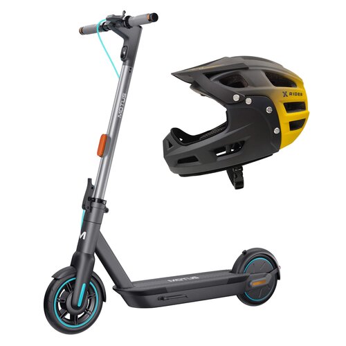 Hulajnoga elektryczna MOTUS Scooty 10 GEN 5 65km 350W 10" Szary + Kask rowerowy XRIDER XR00FH01 Czarno-żółty MTB (rozmiar L)