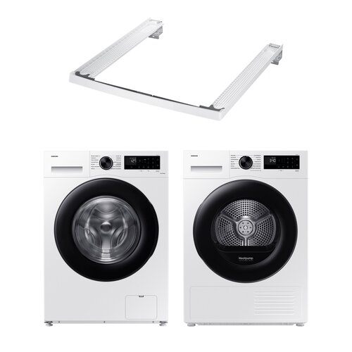 Pralka SAMSUNG WW80CGC04DAE AI Energy Mode EcoBubble 8kg 1400 obr StayClean, Digital Inverter + Suszarka SAMSUNG DV5000D DV90DG52A0AE z pompą ciepła Optimal Dry + Łącznik SAMSUNG SKK-5EW