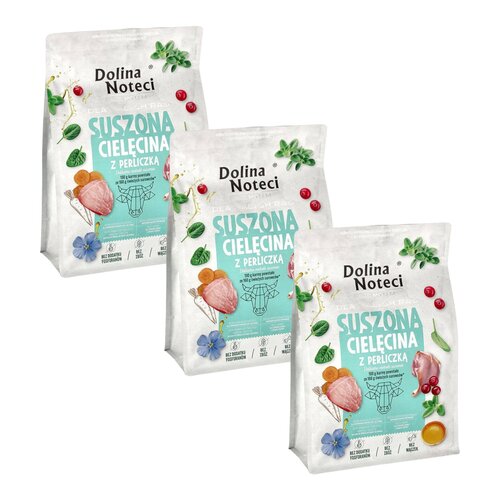 Karma dla psa suszona DOLINA NOTECI Premium dla małych ras z cielęciną i perliczką 3 x 3 kg