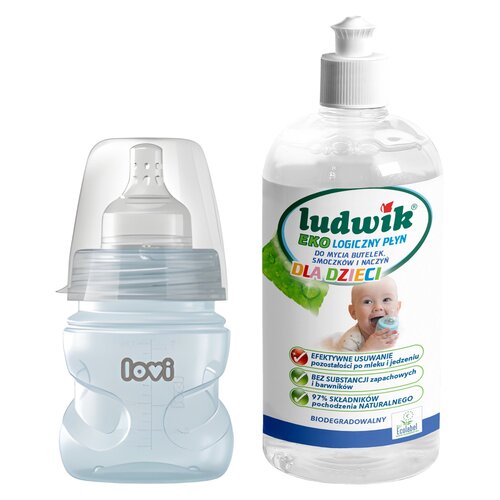 Butelka LOVI Trends 21 565 120 ml Zielony + Płyn do mycia butelek i smoczków LUDWIK CG1010102ZEKL0121 475 ml