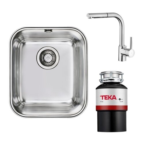 Zlewozmywak TEKA BE 340 x 400 Plus + Bateria TEKA ARK 938 + Młynek do rozdrabniania odpadów TEKA TR 550