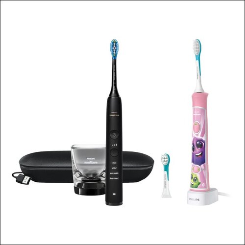 Szczoteczka soniczna PHILIPS Sonicare DiamondClean 9000 HX9911/09 + Szczoteczka soniczna PHILIPS Sonicare For Kids HX6352/42