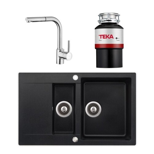 Zlewozmywak TEKA Clivo 60 B-TQ Onyx + Bateria TEKA ARK 938 + Młynek do rozdrabniania odpadów TEKA TR 550