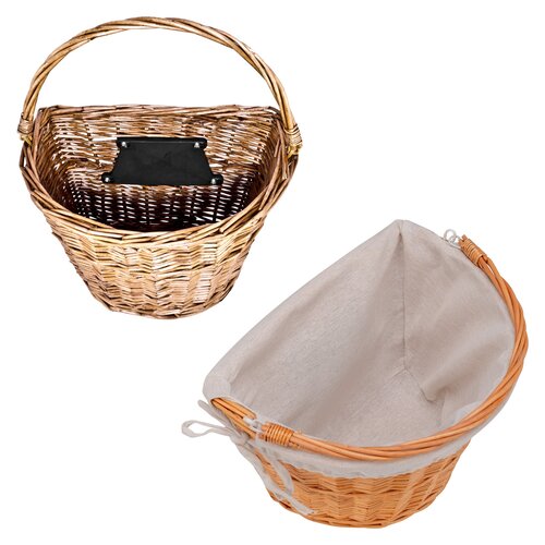 Koszyk wiklinowy na rower VÖGEL VKS-502 Stylowy + Wkład do koszyka VÖGEL VKSC705CP Cappuccino